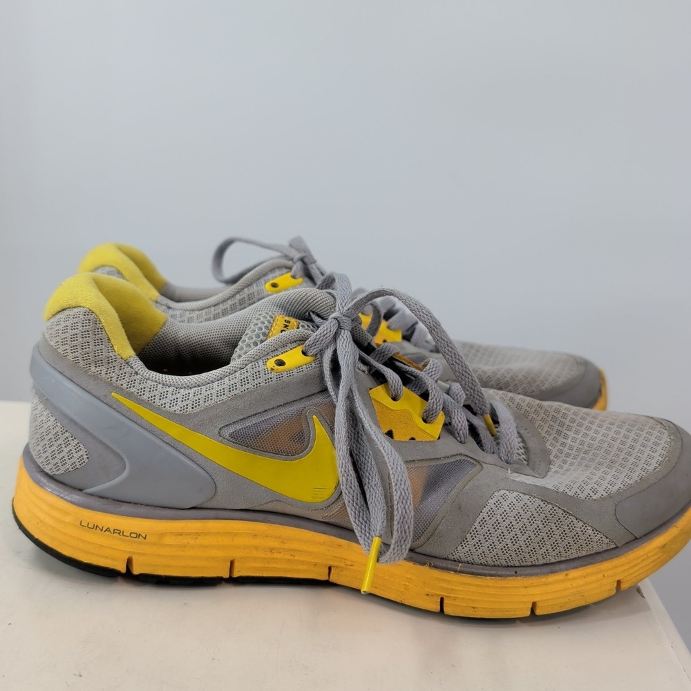 Nike LunarGlide 3 Livestrong Lace-Up Athletic Sneakers Gray Yellow Size 9.5